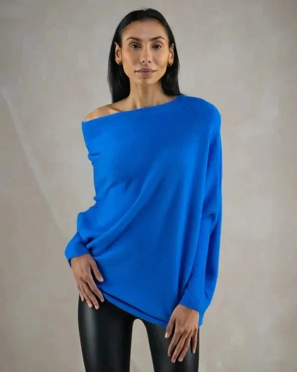 Pull Oversize Femme - Col Bateau - Manches Longues - Maille Douce et Confortable