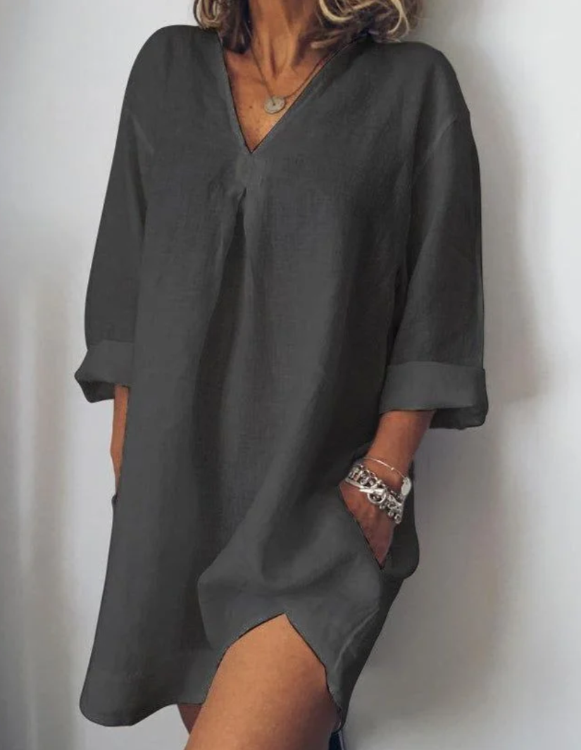 Robe d'été en coton pour femme - Style vintage avec manches courtes élégantes