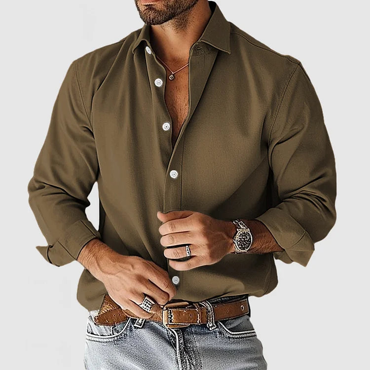 Chemise Homme - Manches Longues - Col Classique - Coupe Ajustée - Confort Léger