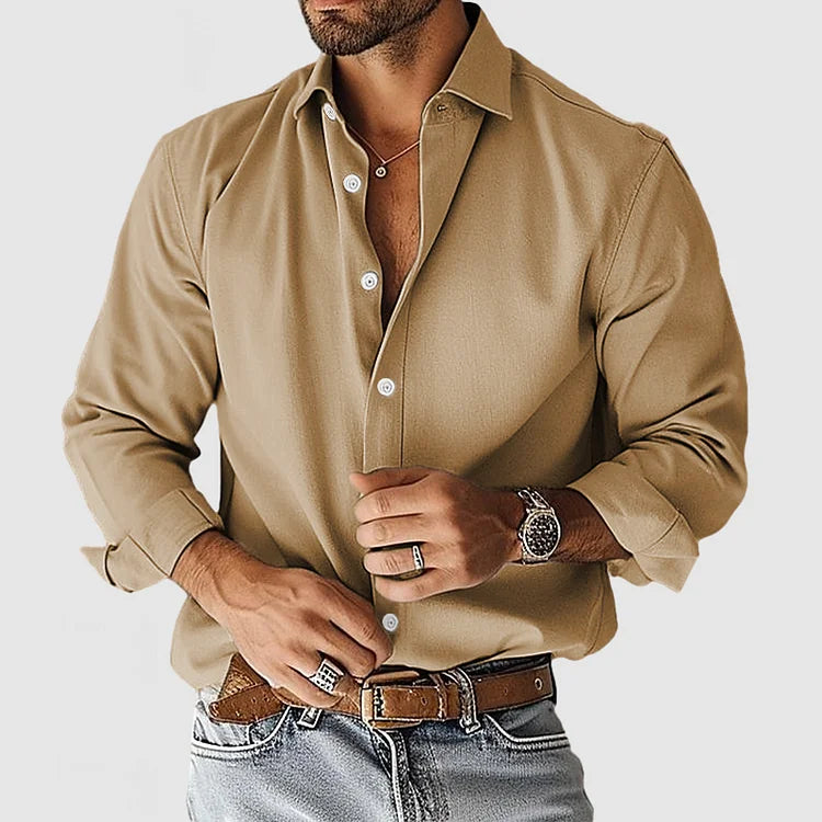Chemise Homme - Manches Longues - Col Classique - Coupe Ajustée - Confort Léger