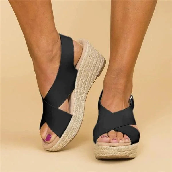 Stilfulde ortopædiske og elegante sandaler med åben kile - Raquel