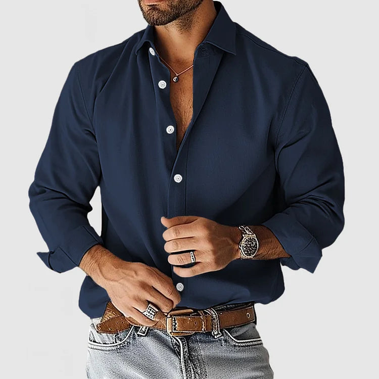 Chemise Homme - Manches Longues - Col Classique - Coupe Ajustée - Confort Léger