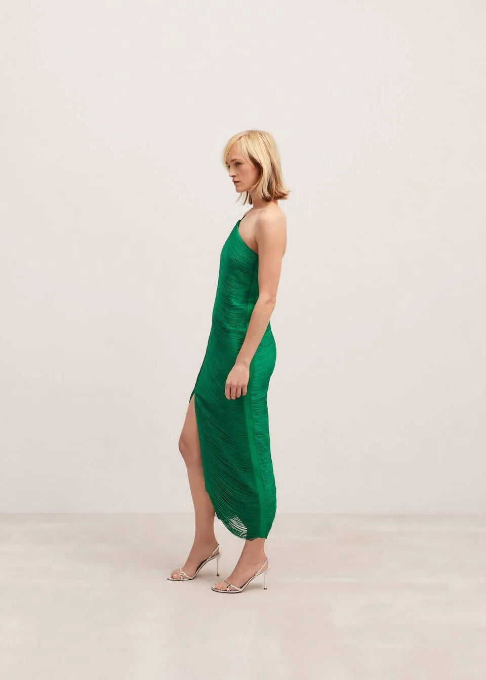 Robe asymétrique à franges - Robe femme moderne à manches longues
