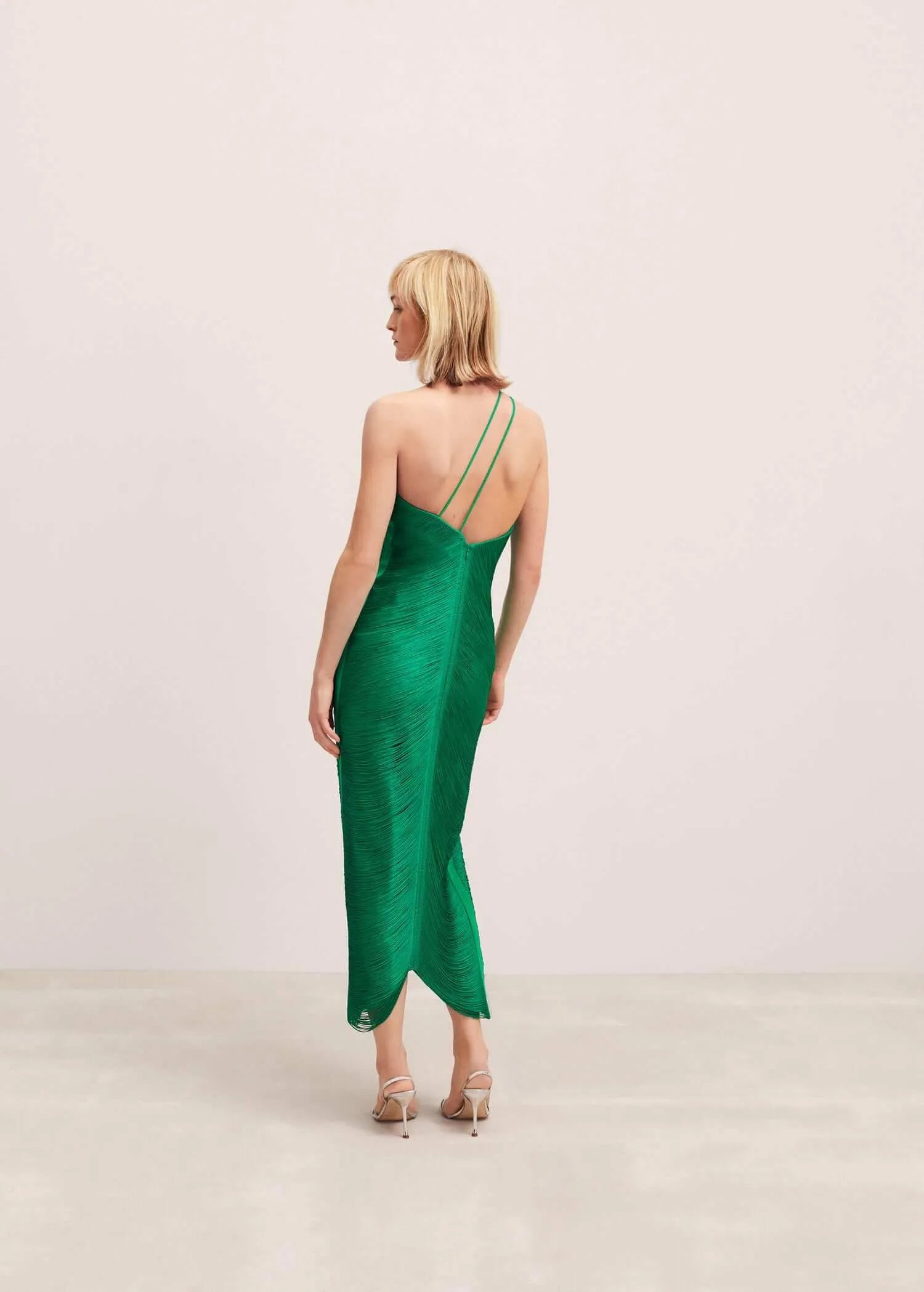 Robe asymétrique à franges - Robe femme moderne à manches longues