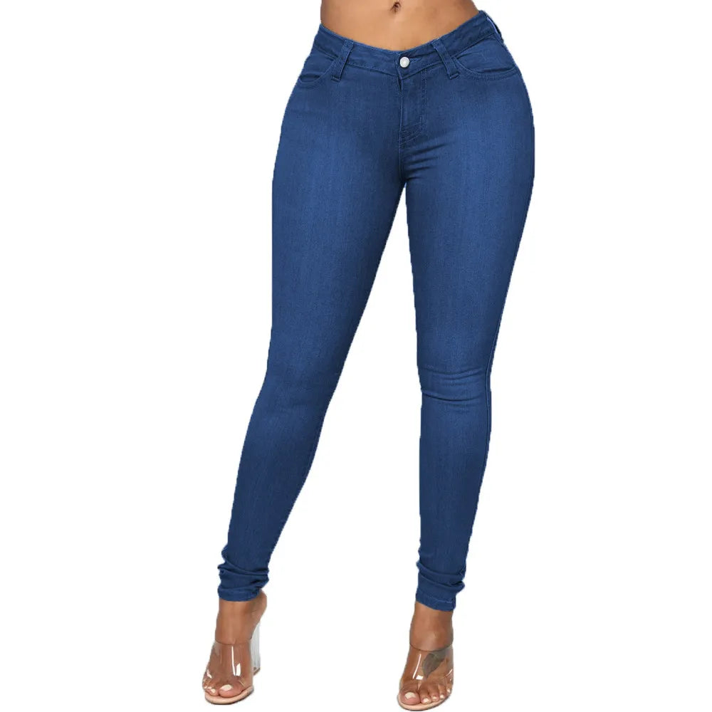 Jean Skinny Femme - Taille Mi-Haute - Coupe Ajustée - Confort Extensible
