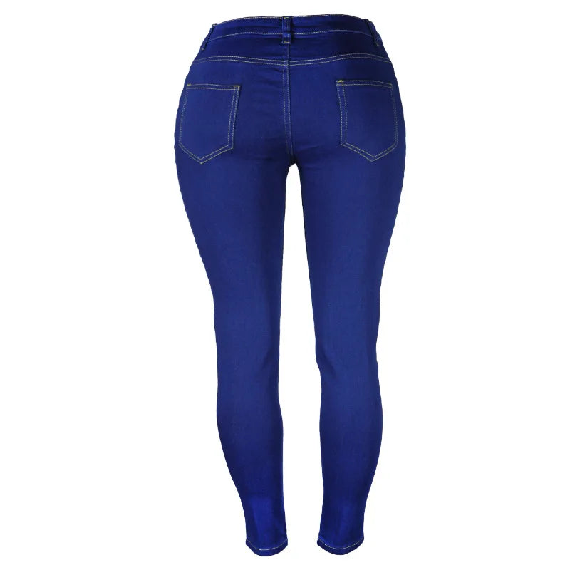 Jean Skinny Femme - Taille Mi-Haute - Coupe Ajustée - Confort Extensible