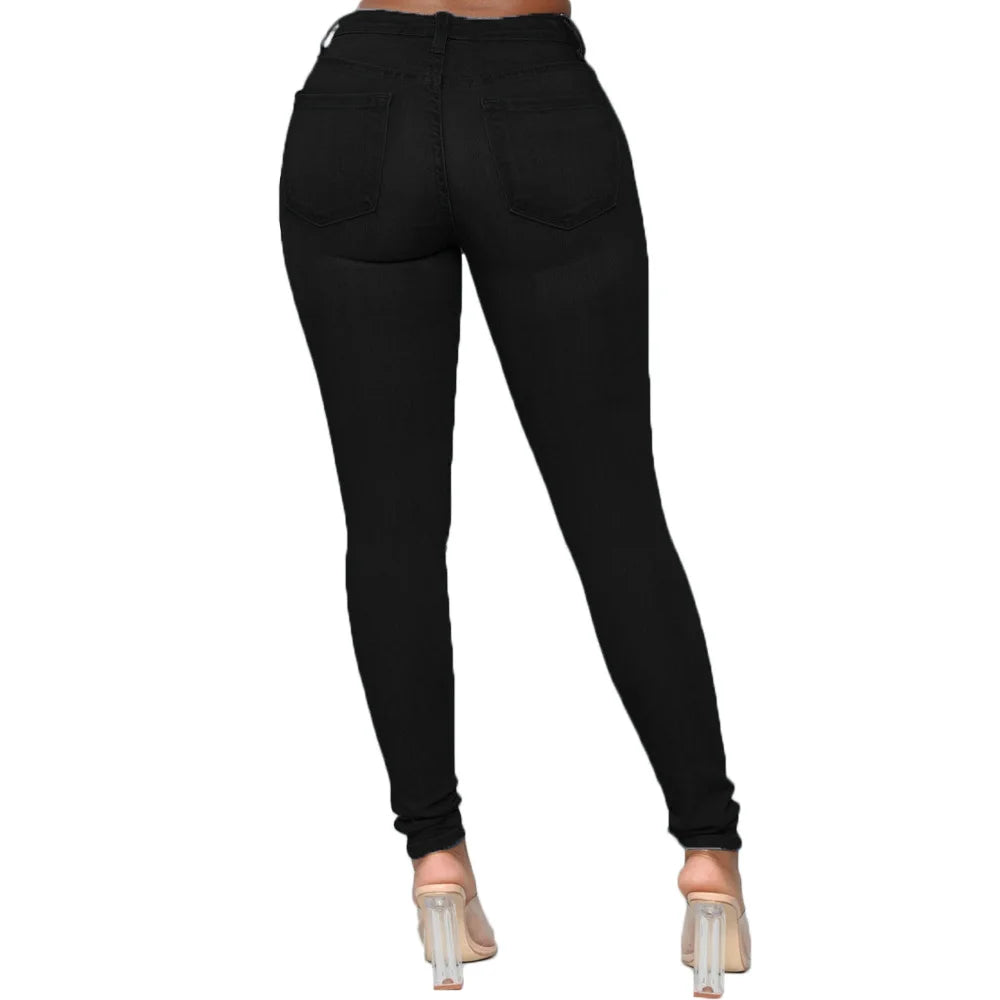 Jean Skinny Femme - Taille Mi-Haute - Coupe Ajustée - Confort Extensible