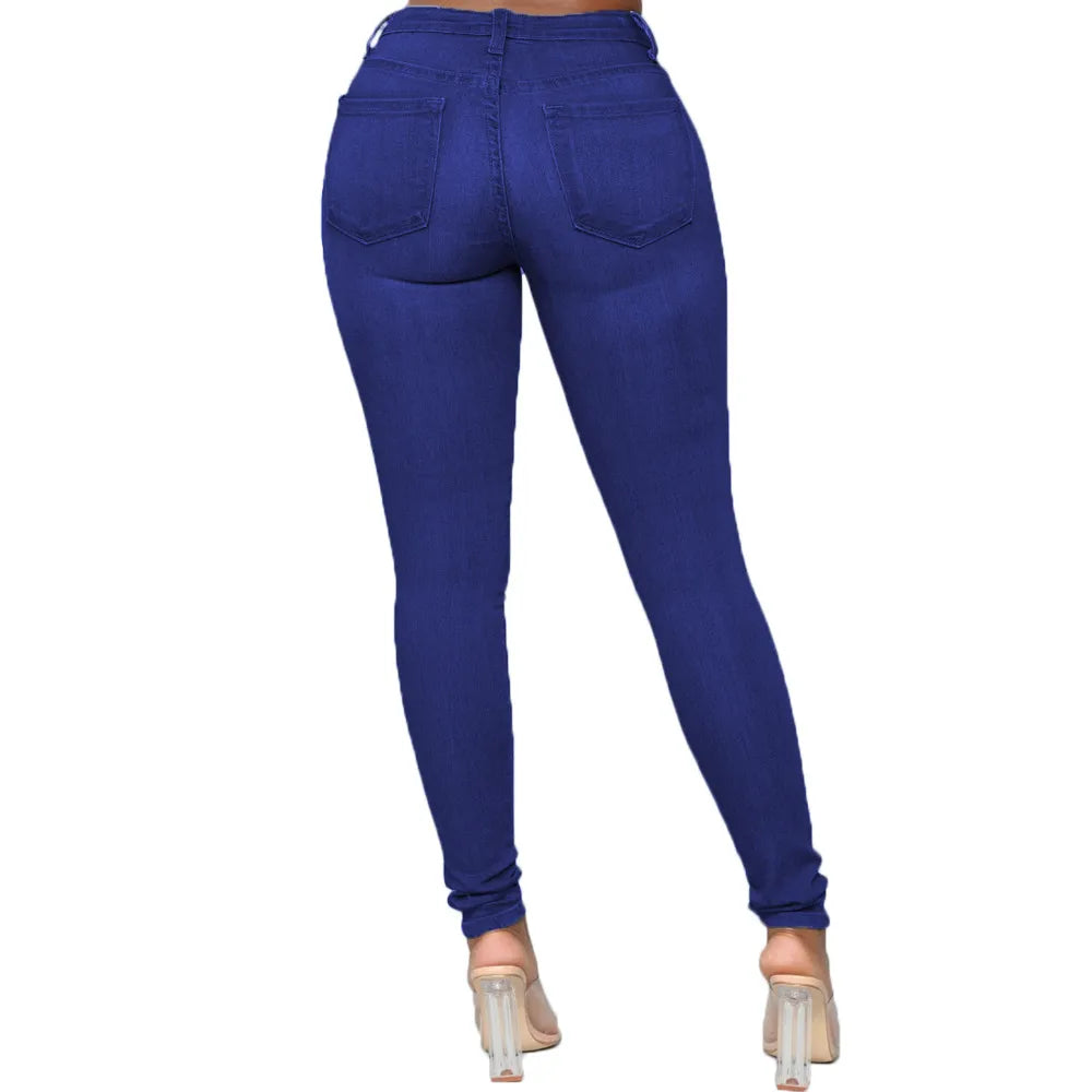 Jean Skinny Femme - Taille Mi-Haute - Coupe Ajustée - Confort Extensible