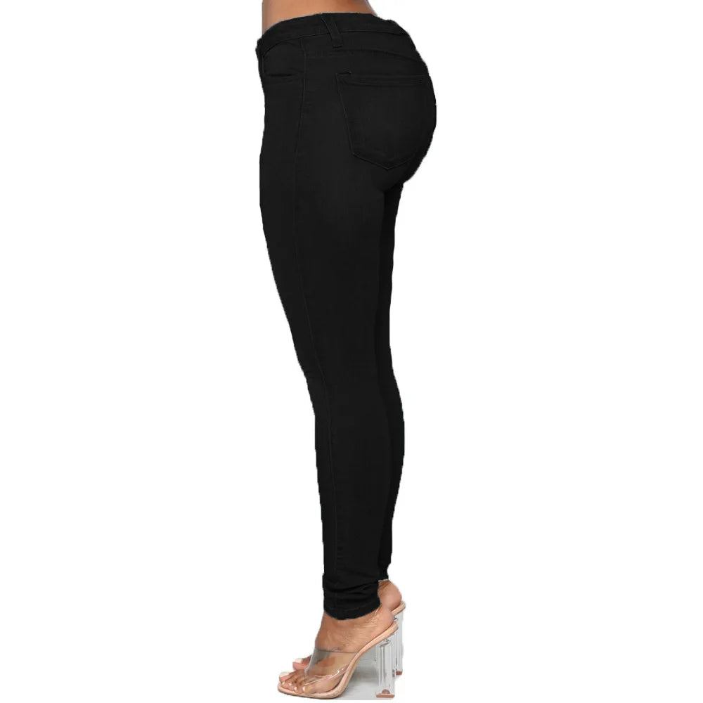 Jean Skinny Femme - Taille Mi-Haute - Coupe Ajustée - Confort Extensible