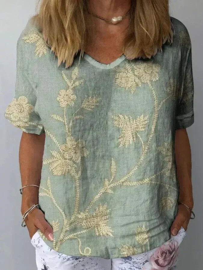 Blouse rétro florale Florence - Éco-responsable et légère