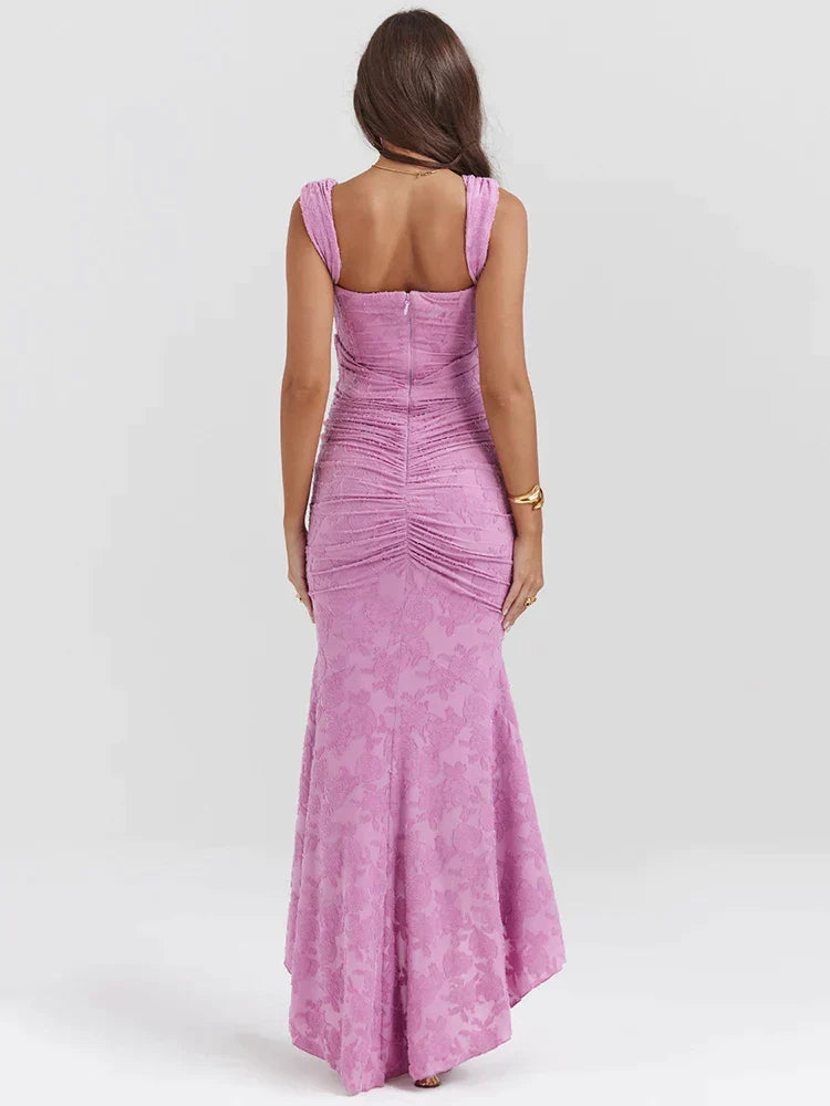 Robe de Soirée Femme - Épaules Dénudées - Drapée Cintrée - Ourlet Asymétrique Élégant