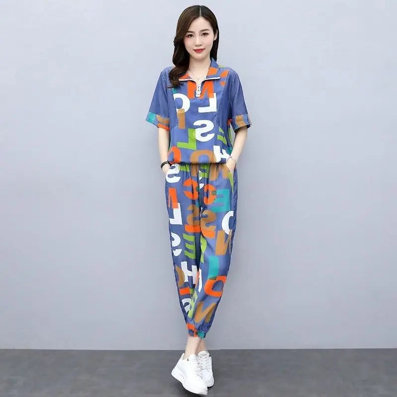 Ensemble décontracté femme en sweat - Deux pièces avec crop top et pantalon