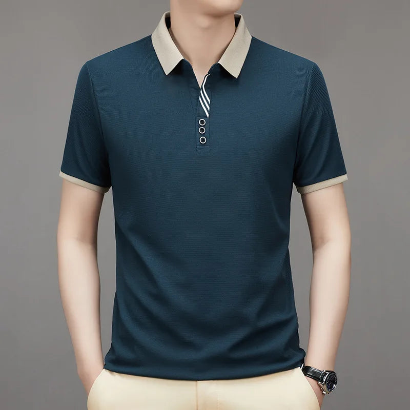 Polo Homme - Coupe Ajustée - Col Contrasté - Tissu Respirant Elegant
