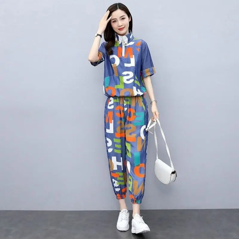 Ensemble décontracté femme en sweat - Deux pièces avec crop top et pantalon