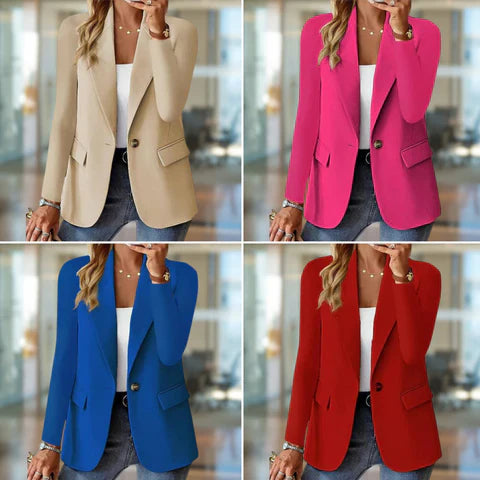Blazer Femme - Coupe Cintrée - Fermeture Bouton - Style Élégant et Professionnel