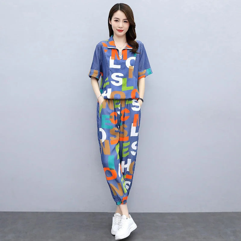 Ensemble décontracté femme en sweat - Deux pièces avec crop top et pantalon