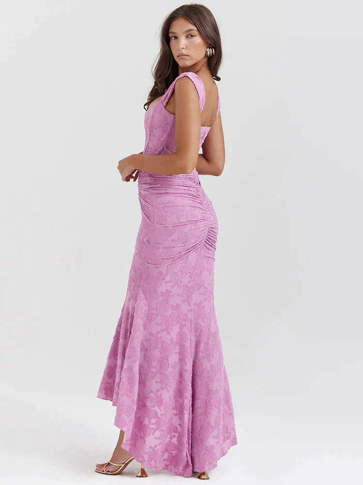 Robe de Soirée Femme - Épaules Dénudées - Drapée Cintrée - Ourlet Asymétrique Élégant