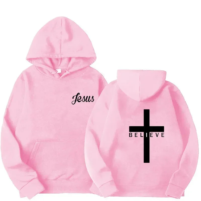 Sweat à Capuche Unisexe - Coton Confortable - Coupe Ample - Poche Kangourou - Motif Croix Religieux