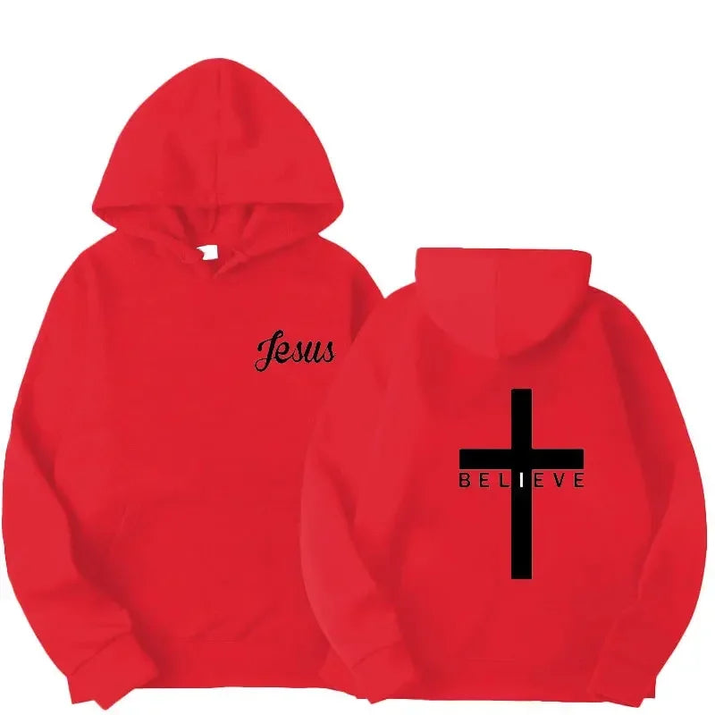 Sweat à Capuche Unisexe - Coton Confortable - Coupe Ample - Poche Kangourou - Motif Croix Religieux