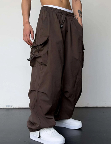 Pantalon Cargo Homme - Coupe Ample - Taille Élastique avec Cordon - Poches Multiples