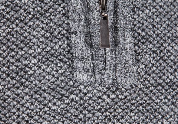 Pull homme - Demi-zip - Col montant - Maille texturée - Manches longues - Coupe classique