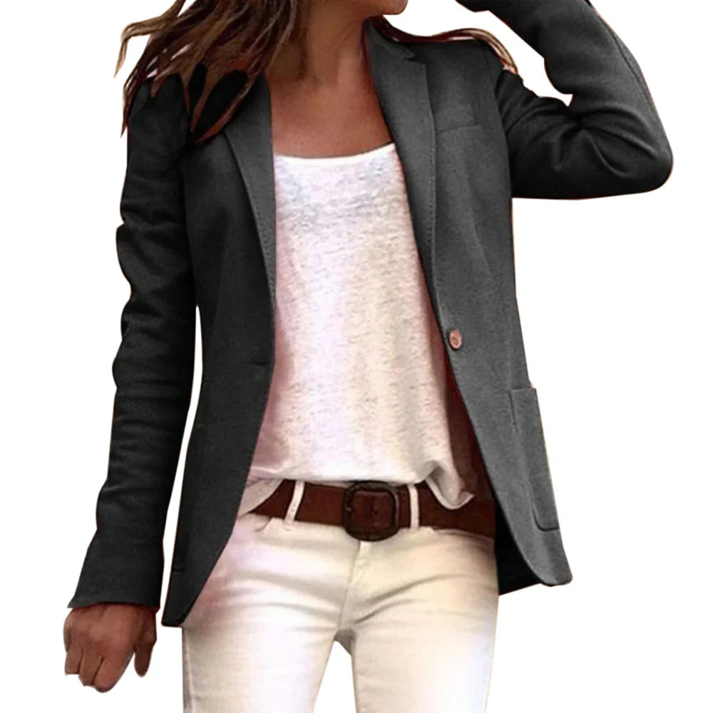 Blazer Ajusté Femme - Coupe Tailleur - Fermeture 1 Bouton - Élégant et Polyvalent