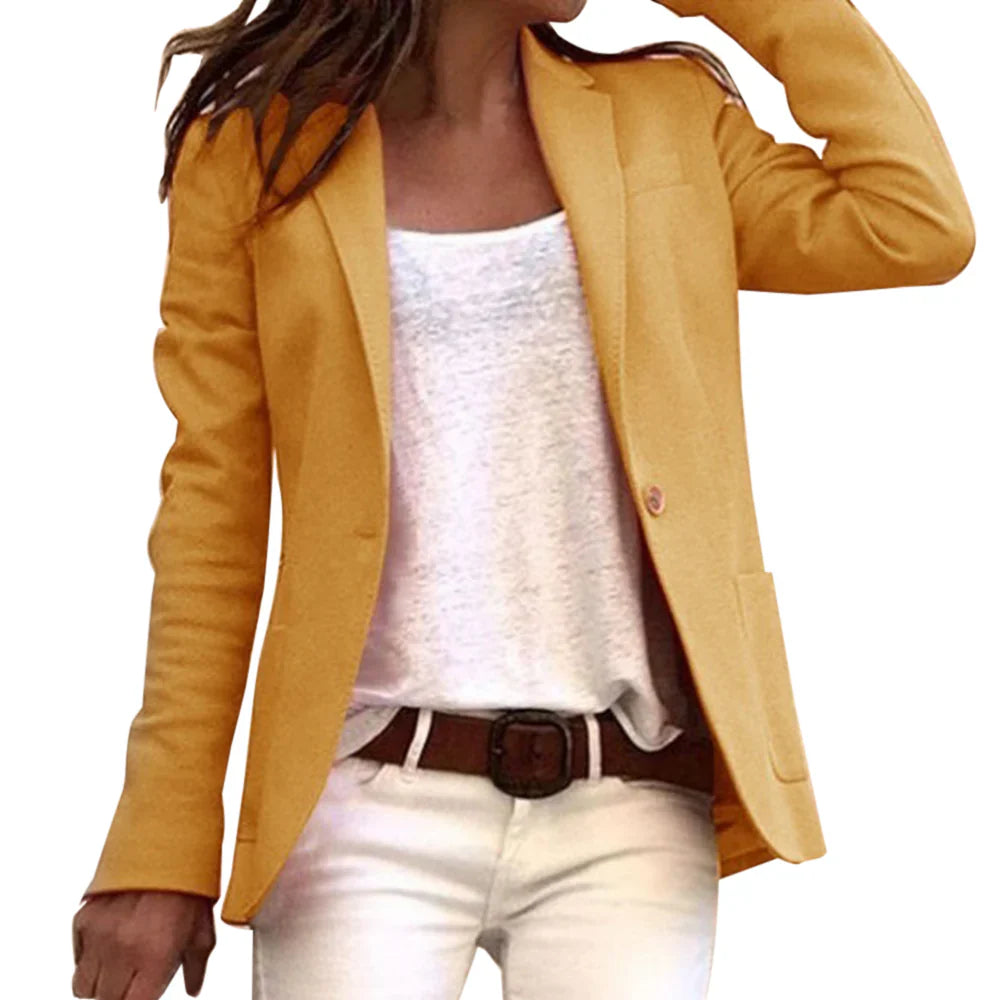 Blazer Ajusté Femme - Coupe Tailleur - Fermeture 1 Bouton - Élégant et Polyvalent