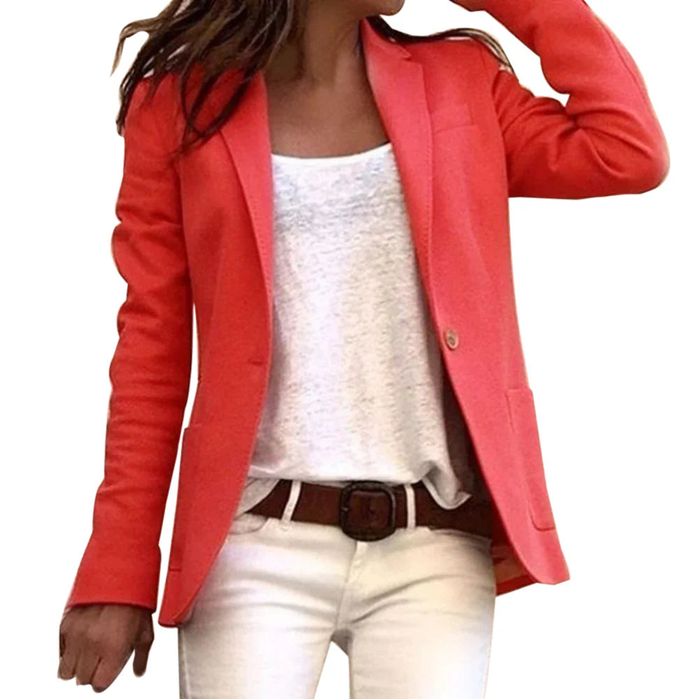 Blazer Ajusté Femme - Coupe Tailleur - Fermeture 1 Bouton - Élégant et Polyvalent