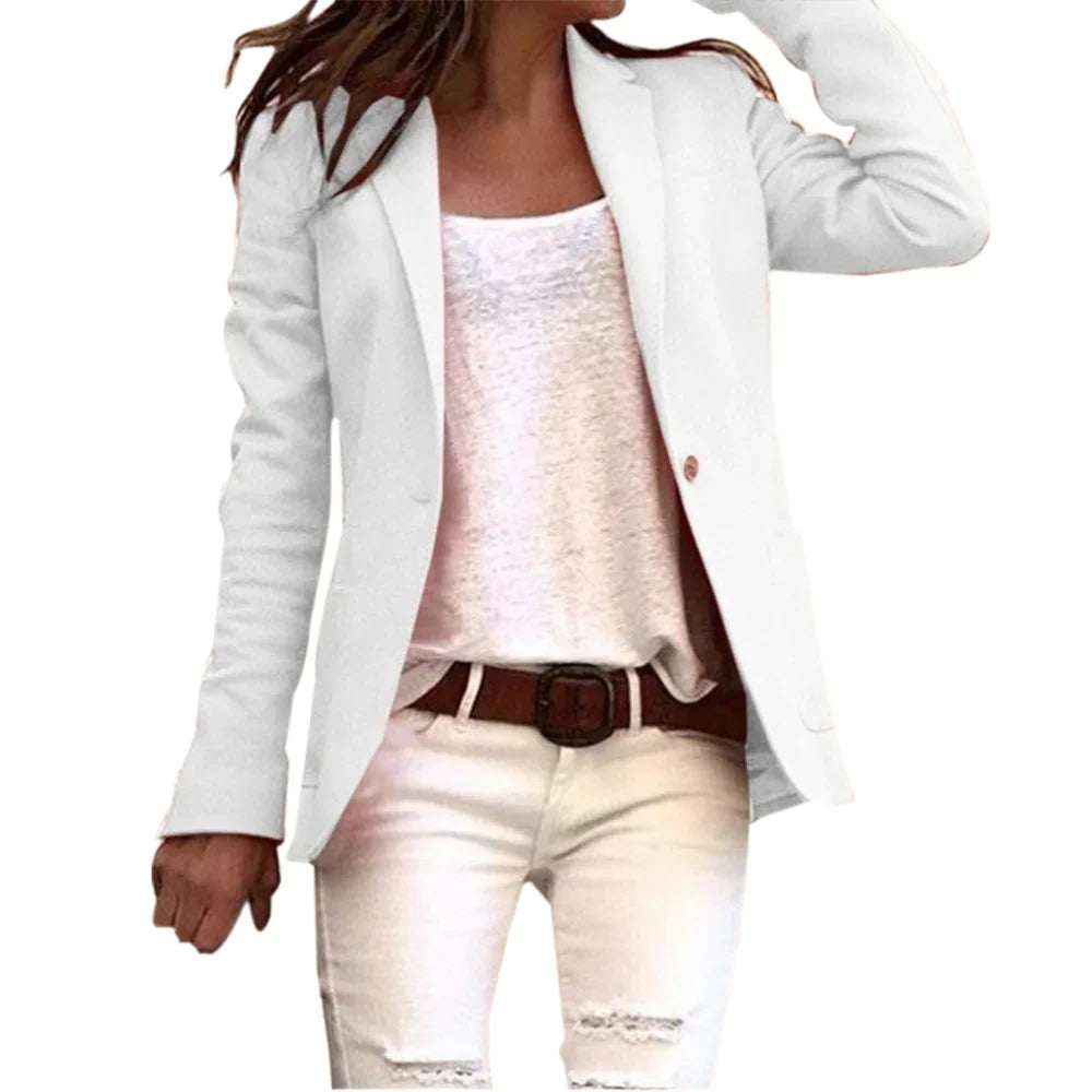 Blazer Ajusté Femme - Coupe Tailleur - Fermeture 1 Bouton - Élégant et Polyvalent
